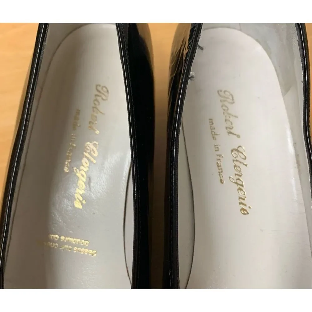 Robert Clergerie BARNEYS VINTAGE Black Patent Leather Heels Pumps Shoes 7.5 AA